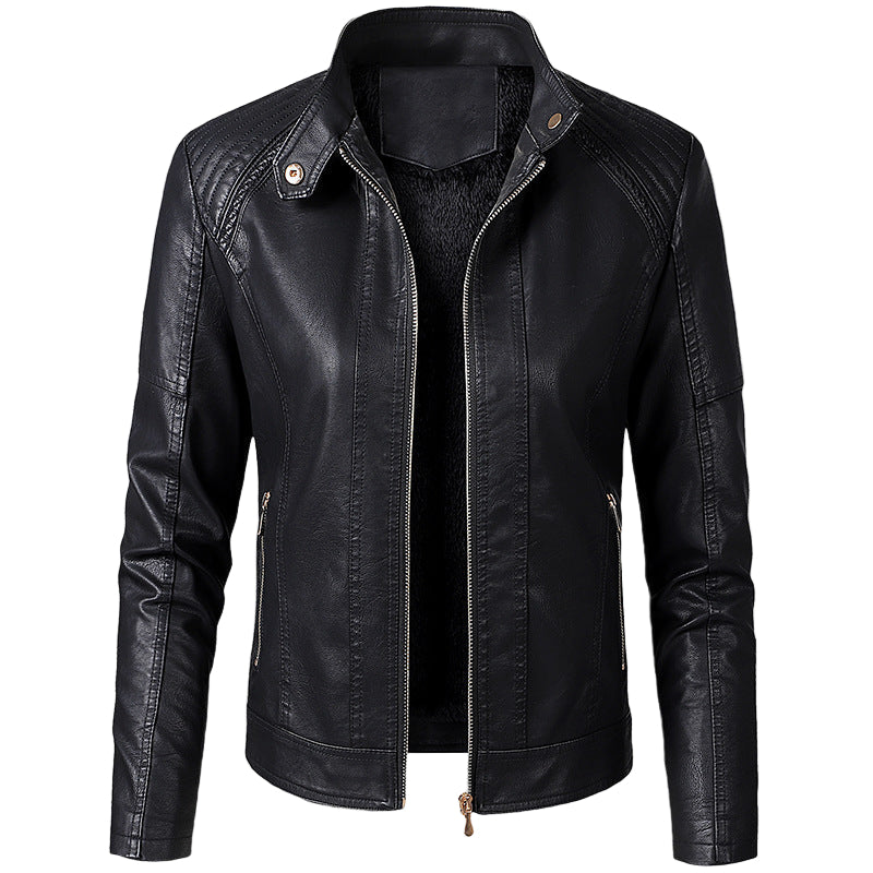 Long Sleeve Ladies Leather Jacket Pu Leather Women Short image 0