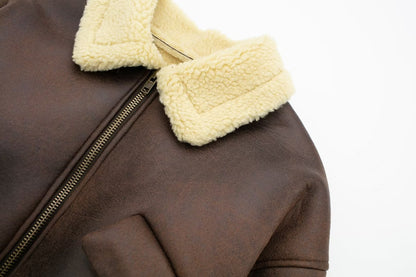 Fashionable All-match Lapel Long Sleeve Zipper Double-sided Flight Jacket image 4