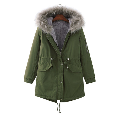 Women’s Fleece-lined Thickened Cotton-padded Coat  Fur Collar, Wool Lining