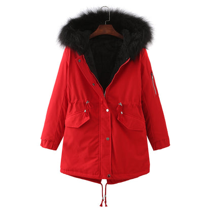 Women’s Fleece-lined Thickened Cotton-padded Coat  Fur Collar, Wool Lining