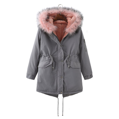Women’s Fleece-lined Thickened Cotton-padded Coat  Fur Collar, Wool Lining