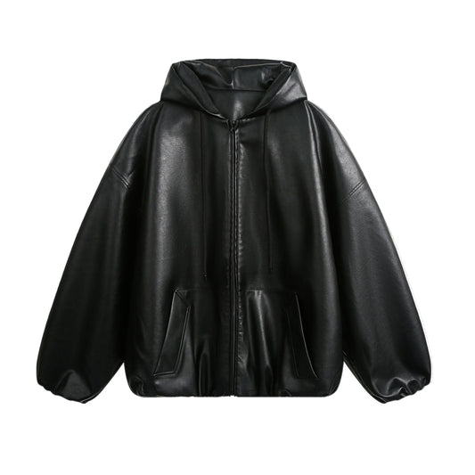 Men’s Hooded Leather Jacket