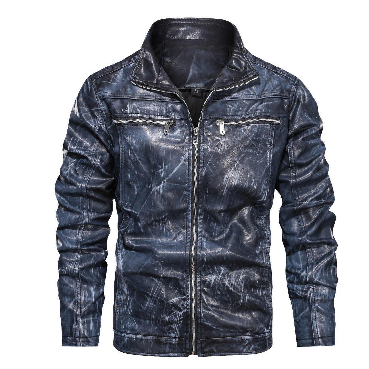 Sleekvibe leather jacket For Men - Blue, XXL image