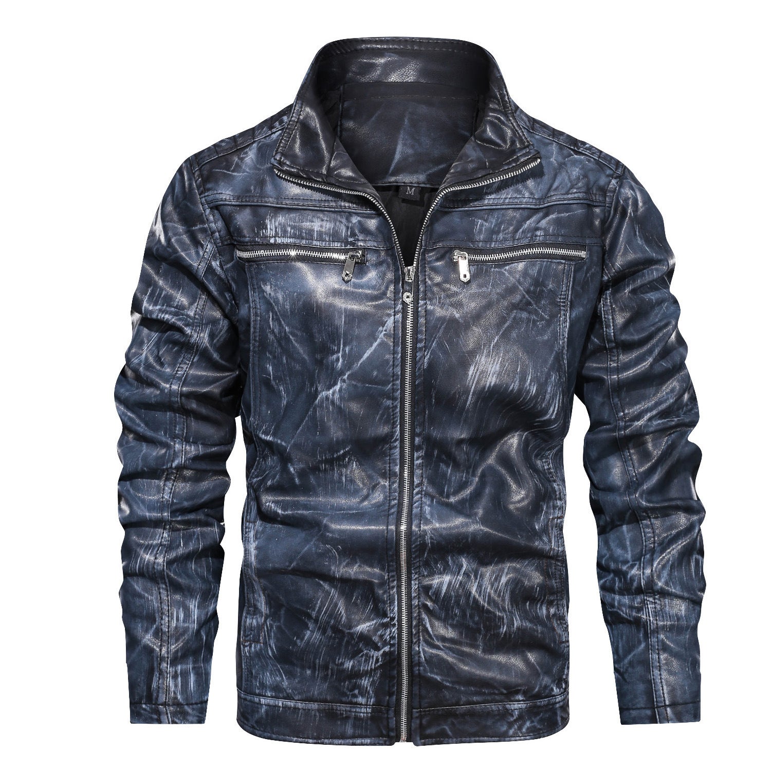 Sleekvibe leather jacket For Men - Blue, XXL image