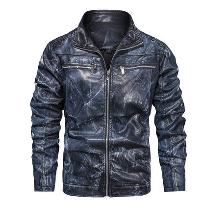 Sleekvibe leather jacket For Men - Blue, XXL image