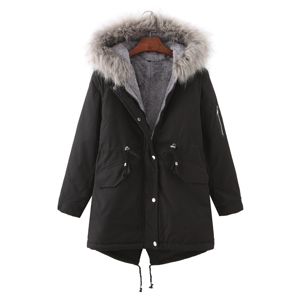 Women’s Fleece-lined Thickened Cotton-padded Coat  Fur Collar, Wool Lining