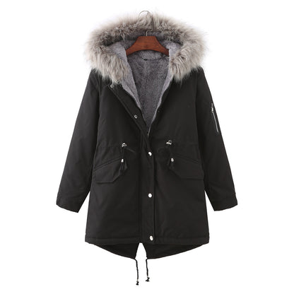 Women’s Fleece-lined Thickened Cotton-padded Coat  Fur Collar, Wool Lining