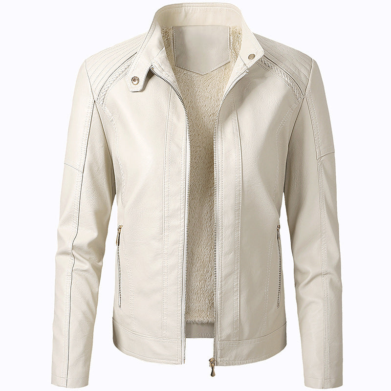 Long Sleeve Ladies Leather Jacket Pu Leather Women Short image 1