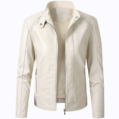 Long Sleeve Ladies Leather Jacket Pu Leather Women Short image 1